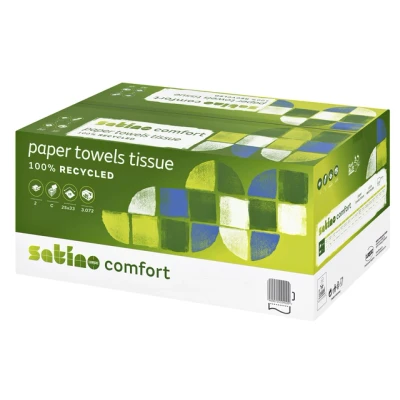 Afbeelding van Handdoek Satino Comfort PT3 c vouw 2 laags 25x32cm wit 277420