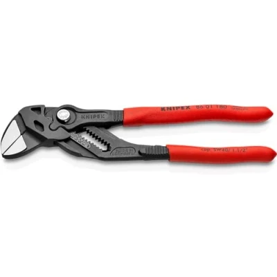Afbeelding van Knipex Sleuteltang tang en schroefsleutel in één gereedschap grijs geatramenteerd, met kunststof bekleed 180 mm (zelfbedieningskaart/blister) 86 01 SB