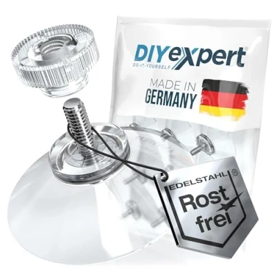 Afbeelding van DIYexpert® 50 x zuignap Ø 30 mm met schroefdraad M4x10mm incl. kartelmoeren transparant Made in Germany