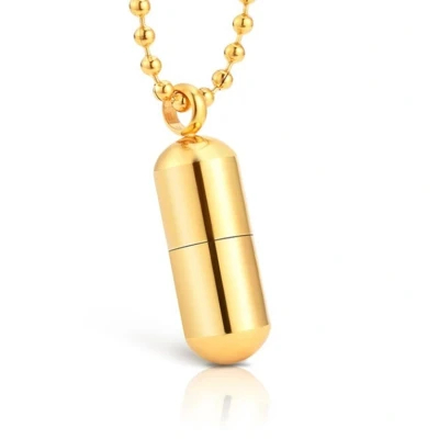 Afbeelding van LGT Jewels heren ketting Edelstaal Pill Case Goudkleurig