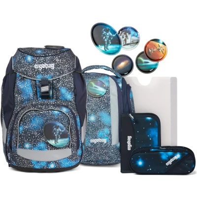Afbeelding van ergobag Schooltas Pack Super Reflex Glow Edition Schoolbag Set 6 delig Bär Anhalter durch die Galaxis Blauw