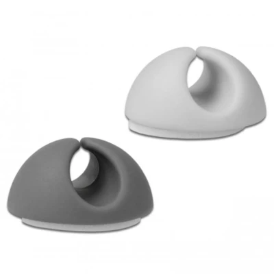Afbeelding van Zelfklevende kabelhouders voor 1 kabel 6 stuks / wit/grijs