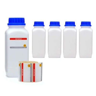 Afbeelding van Octopus 5 x 1000 ml fles met brede hals en schroefdop, chemiefles, laboratoriumfles deksel als opbergvak voor laboratorium, keuken of hobby