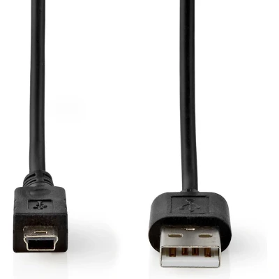 Afbeelding van USB A naar mini kabel 2 meter 2.0 (Zwart)