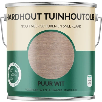 Afbeelding van hardhout Tuinhoutolie puur wit olie biobased 2.5 liter
