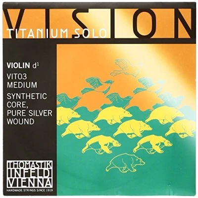 Afbeelding van Thomastik Vision Titanium Solo Vioolsnaren, Single D snaar, VIT03, 4/4 formaat, Synthetische kern, Puur zilveren wond