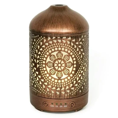 Afbeelding van Earnest Living Essentiële olie diffuser metalen 100 ml timers nachtverlichting en automatische uit functie thuiskantoor luchtbevochtiger aromatherapie voor etherische oliën