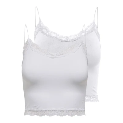 Afbeelding van ONLY Onlvicky CROP 2 PACK Hemd white, Dames, Maat: XS/S, White