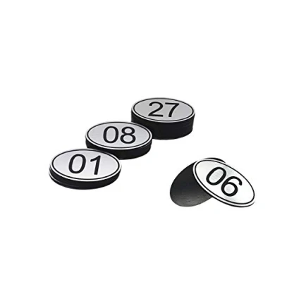 Afbeelding van PlayCool ABS Gegraveerd 30mm x 50mm Ovale Tafel Nummers (1 50) Pubs Restaurants Clubs Zilver 1 tot 50