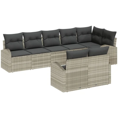 Afbeelding van vidaXL 9 delige Tuin Sofa Set met Kussens Grijze Poly Rattan