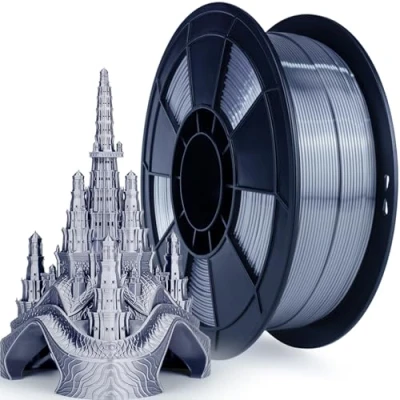 Afbeelding van ZIRO Zijde PLA 1.75mm Filament, 3D Printer Filament van de Serie 1kg, Zilver Grijs