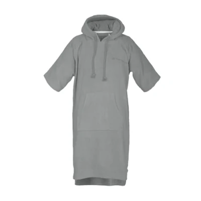 Afbeelding van TOM TAILOR Surf poncho voor dames en heren, L XL, 100% katoen/badstof, badponcho met capuchon, buikzak geborduurd logo, grijs (Moody Grey)