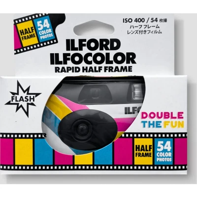 Afbeelding van Ilford Ilfocolor Rapid Half Frame Wegwerpcamera single use 54 kleuren foto&#039;s Met flits