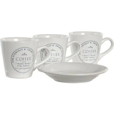 Afbeelding van Set van Kopje met Schotel DKD Home Decor Metaal Wit Keramiek 90 ml