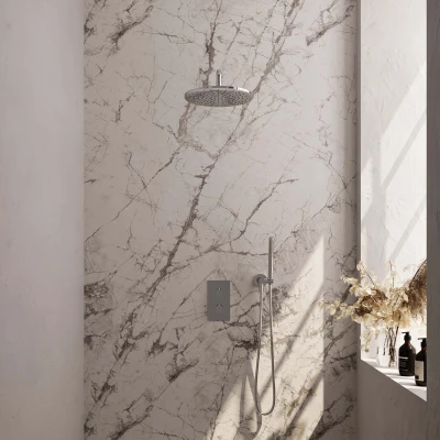 Afbeelding van Brauer Chrome Edition Regendoucheset inbouw hoofddouche 30cm gladde knop handdouche Staaf 1 stand chroom Minimalistisch design Tijdloze