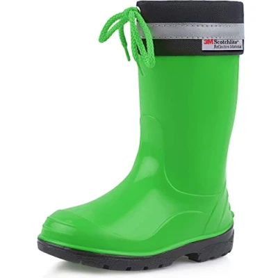 Afbeelding van Ladeheid Kinder Regenlaarzen Rubber Hoog met Veters PVC Waterdicht Groenzwart 25 LA LMG 972 Kim