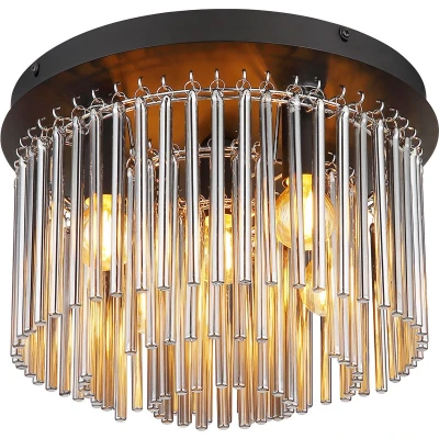 Afbeelding van Glory Plafondlamp zwart 32cm met smoke glas staven Modern Globo