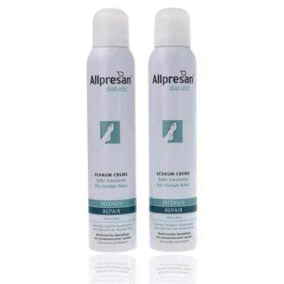 Afbeelding van Allpresan Diabetic Intensief + Reparatie zonder ureum schuimcrème bij diabetes mellitus voor zeer droge tot gebarsten voethuid 2 x 200 ml