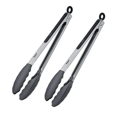 Afbeelding van Westmark 2 serveertangen, met siliconen lappen en rubberen handgrepen, lengte: 34 cm, roestvrij staal/kunststof/siliconen, Classic Silicone Maxi, zilver/zwart, 161822E3