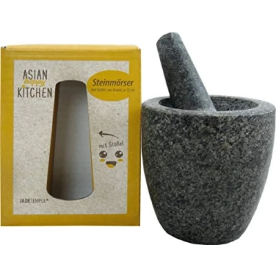 Afbeelding van JADE TEMPLE Stenen vijzel met stamper in set, effectieve en eenvoudige van massief graniet 12 cm diameter hoogte