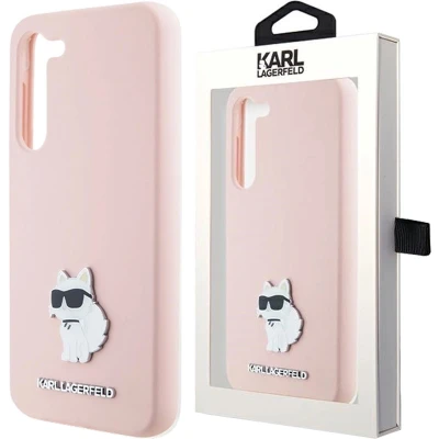 Afbeelding van Karl Lagerfeld Siliconen Choupette Metalen Pin hoesje voor Samsung Galaxy S23+ roze