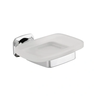 Afbeelding van Zeephouder Sapho Aida Hangend 11.6x4.3 cm Chroom / Satijnglas
