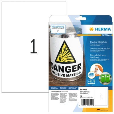 Afbeelding van Etiket HERMA 9500 210x297mm weerbestendig wit 10stuks