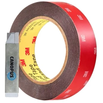 Afbeelding van CANOPUS 3M VHB Dubbelzijdig plakband, extra sterk, waterdicht 5952 (25,4 mm x 4,5 m) kentekenplaatband, 3 m plakband voor thuis, band buiten, binnen, zwart