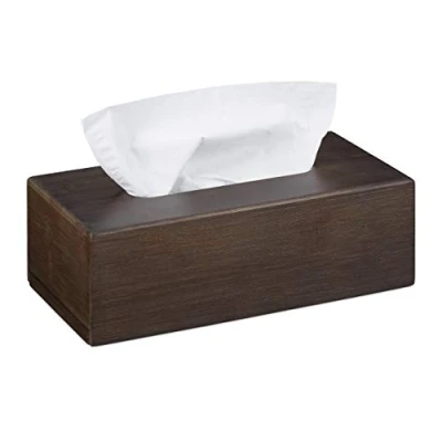 Afbeelding van Relaxdays tissuehouder bamboe donkerbruin tissue box zakdoekendoos cosmeticadoekjes