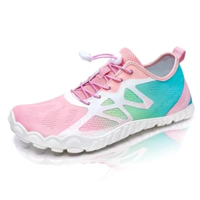 Afbeelding van IceUnicorn Blotevoetenschoenen voor dames en heren, trailschoenen, fitnessschoenen, gebreid, minimalistisch, brede teenbox, A Roze Groen, 40 EU
