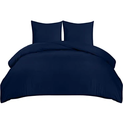 Afbeelding van Utopia Bedding Dekbedovertrek Set Zachte Microvezel 155x220cm met Kussenslopen 80x80cm Beddengoed Marineblauw