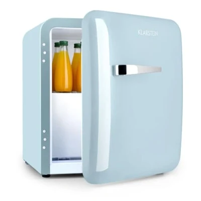 Afbeelding van Klarstein Audrey Mini 2 in 1 koelkast Minibar Vrijstaand Compressiekoeling 37 Liter inhoud Koeling: 0 10 C Energie efficiëntieklasse E 5 Vriesvak ** Interieur: Wit LED Verlichting Verchroomde handgreep Rood