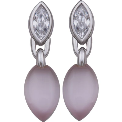 Afbeelding van Orphelia Oorhanger Zirconium Pink Cateye Sterling Zilver 925