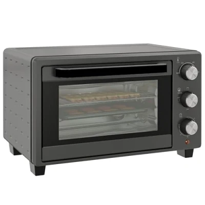 Afbeelding van HOMCOM Minibackofen 21L 1400W 60 Min. Timer, Kleinbackofen mit 100 C 230 einstellbar Temperatur Garzeit, Mini Ofen Backblech, Drahtgestell, Tischofen aus Edelstahl, Grau