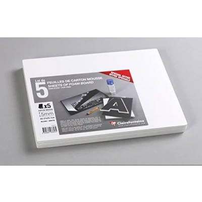 Afbeelding van Clairefontaine 193657C Verpakking met 5 schuimdozen, DIN A4, 21 x 29,7 cm, mm, zuurvrij, licht en stevig, geschikt voor decoratiewerk, fotolijsten, modelleren, stuks, wit