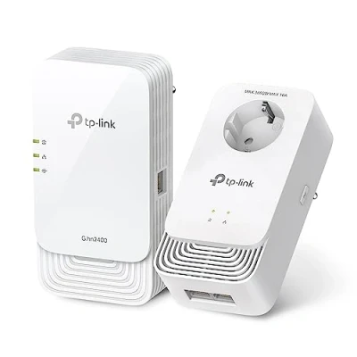 Afbeelding van TP Link PGW2440 KIT WLAN Powerline G.hn2400, AX1800 Wi Fi 6, tot 1428 Mbps via Powerline, Gigabit Ethernet, extra stopcontact, energiebesparende modus, Plug &amp; Play, niet compatibel met HomePlug AV/AV2