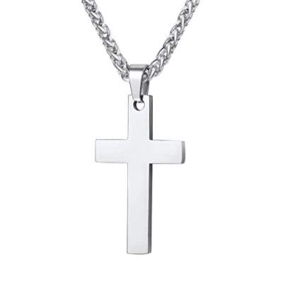 Afbeelding van PROSTEEL Roestvrijstalen Herenketting in Zilver, 3mm Herenkruisketting 55cm+5cm Lang, Christelijke Sieraden.