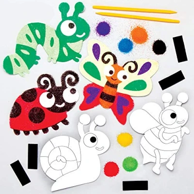 Afbeelding van Baker Ross Kever zandkunst magneten knutselset voor kinderen (6 stuks) creatieve sets om te knutselen en versieren de lente AT617