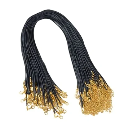 Afbeelding van Luxylei Waxsnoer kettingen ketting 20 stuks gevlochten leren koord met gouden kreeft voor doe het zelf sieraden maken