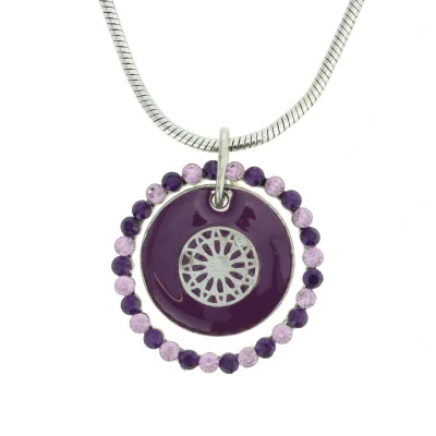 Afbeelding van Behave Ketting met Paarse Ronde Hanger