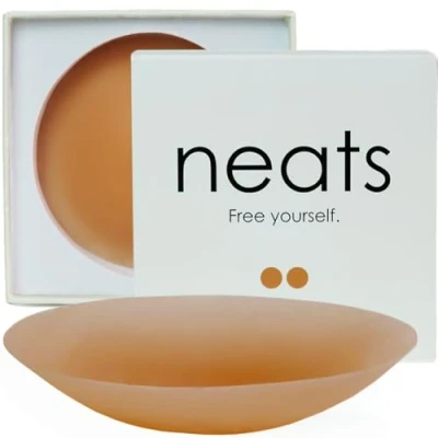 Afbeelding van NEATS Tepelhoezen voor dames, herbruikbare en hypoallergene kleverige siliconen pasteitjes, Amandel, Size 2 (Fits D+ Cups)