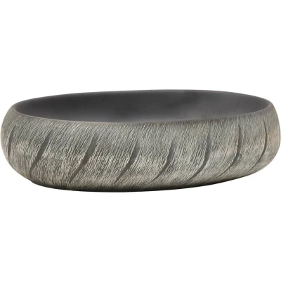 Afbeelding van vidaXL Opzetwasbak ovaal 59x40x15 cm keramiek zwart en grijs
