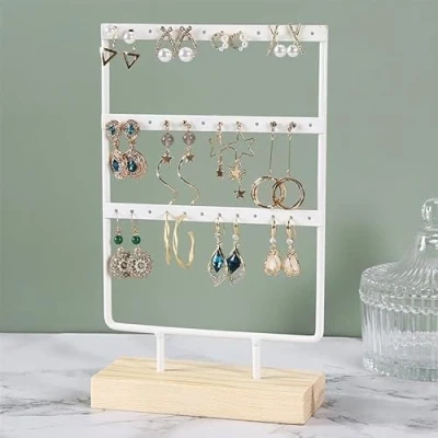 Afbeelding van Oorbellenrekje Sieradenhouder Wit 36 gaatjes Display Sieradenrekje Juwelenhouder Sieraden Oorbellenhouder Rekje Organizer