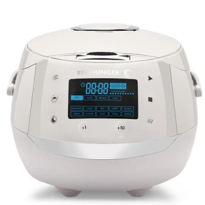 Afbeelding van Reishunger Digitale Rijstkoker in Grijs Multicooker met 12 programma&#039;s, stoominzet, premium binnenpan, timer en warmhoudfunctie Rijst voor maximaal 8 personen