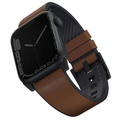 Afbeelding van Apple Watch bandje Echt leder Bruin Geschikt voor 1 9 / SE Ultra (2)