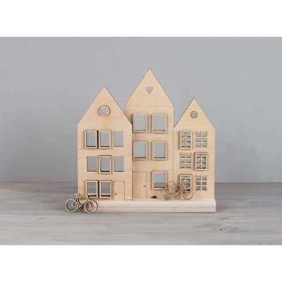 Afbeelding van Rayher 62891505 houten huisjes, FSCMixCred, 18 delig, kersthuis, kerstdorp, kerststad, natuur