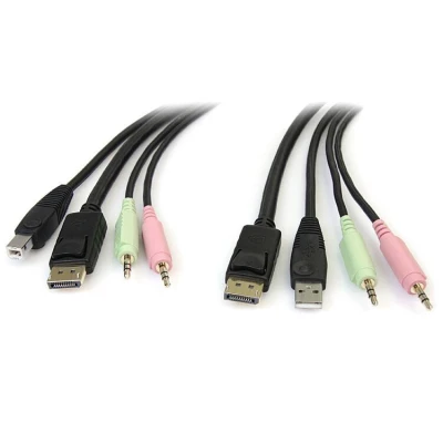 Afbeelding van StarTech.com 1,80m 4 in 1 USB DisplayPort KVM switch Kabel met Audio en Microfoon