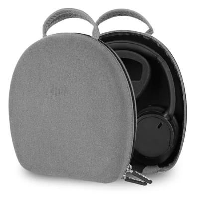 Afbeelding van Geekria Shield Hoofdtelefoonhoes, compatibel met Sony WH 1000XM5, 1000XM4, 1000XM3, ULT900N hoofdtelefoon, vervangende beschermende harde draagtas kabelopslag (microvezelgrijs)