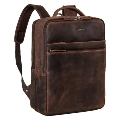 Afbeelding van STILORD &#039;Brooklyn&#039; Grote Leren Laptop Rugzak Vintage Business Baackpack voor 15,6 inch Notebooks Werktas Leer Reistas Universiteitstas XL in Echt Leder, Kleur:zamora bruin