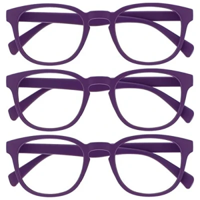 Afbeelding van Opulize Pop 3 Stuks Purper Afstand Bril Kortzichtig Retro Ronde Mannen Vrouwen Scharnieren Met Veer MMM2 5 1,50